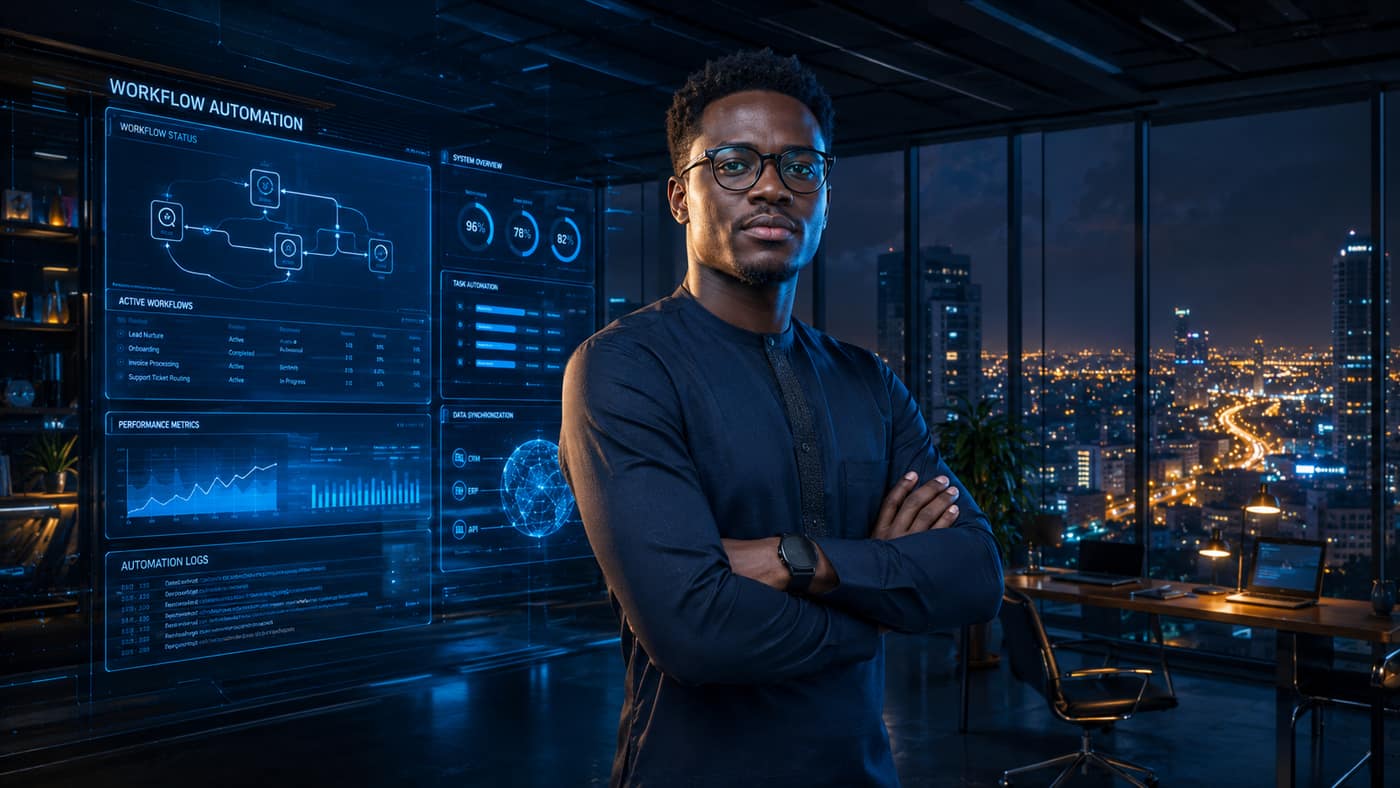 Entrepreneur sénégalais pilotant son activité avec les outils Jarvis Technologies